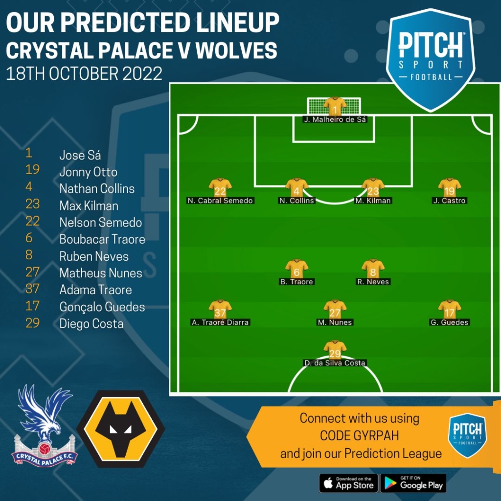 Wolves News - Preview Wolves v Palace predicted line up