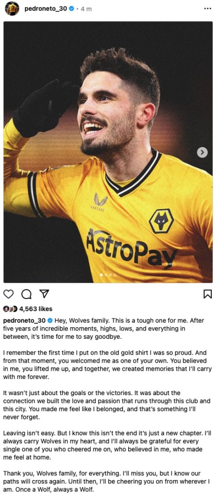 Pedro Neto's Farewell message