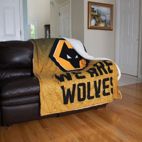 Wolverhampton Wanderers FC Slogan Sherpa Plush Throw Blanket