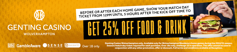 https://www.gentingcasinos.co.uk/whats-on/25percent-off-food-and-drink-on-match-days-at-genting-casino-wolverhampton/